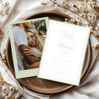 Invitation Mariage au monogramme de la crête botanique de l'o