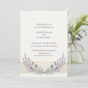 Invitation Mariage au Nœud Celtique de Chardon Lavande Écossa