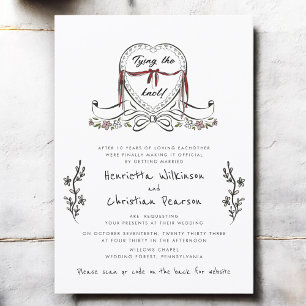 Invitation Mariage au Nœud Cœur Dessiné à la Main