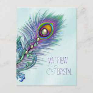 Invitation Mariage au paon bleu sarcelle et violet