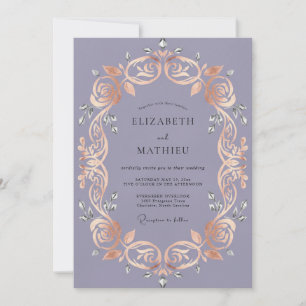 Invitation Mariage au Papier Cuivré et Améthyste Eucalyptus