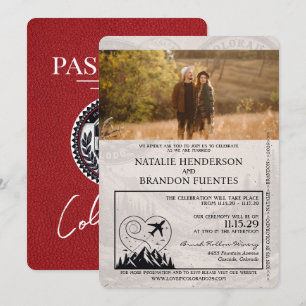 Invitation Mariage au passeport rouge Colorado