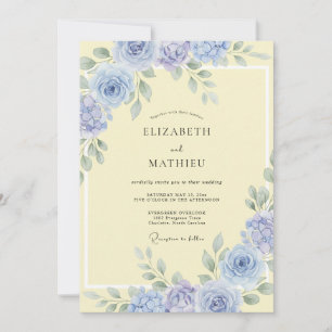 Invitation Mariage au pastel bleu barbeau