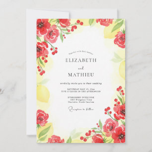 Invitation Mariage au Pavot Rouge et Citron