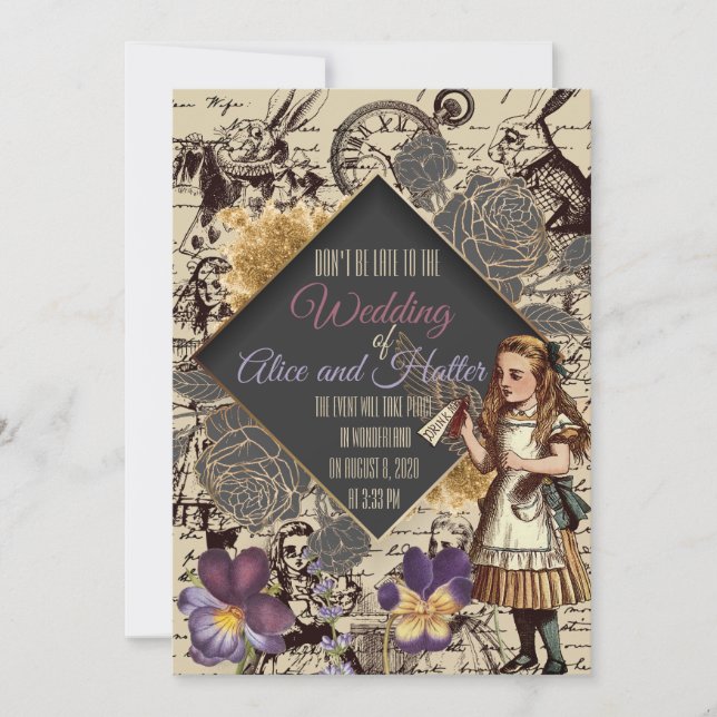 Invitation Mariage au pays des merveilles (Devant)