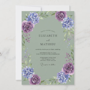 Invitation Mariage au Periwinkle Améthyste Hortensia Eucalypt