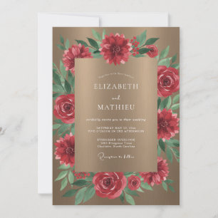 Invitation Mariage au pétale cramoisi bronze