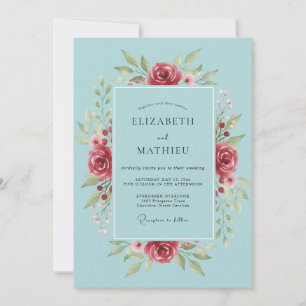 Invitation Mariage au pétale cramoisi céleste