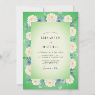 Invitation Mariage au pétale d'azure vert citron