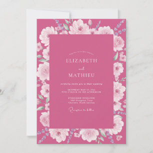 Invitation Mariage au pétale de fuchsia