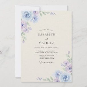 Invitation Mariage au pétale de lilas céleste