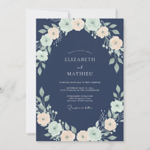 Invitation Mariage au pétale de menthe ardoise