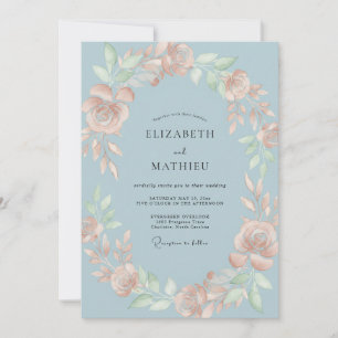Invitation Mariage au pétale de pêche ardoise