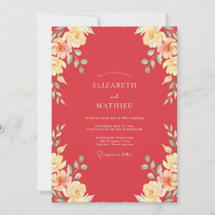 Invitation Mariage au pétale de pêche corail