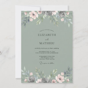 Invitation Mariage au pétale d'olive atténué