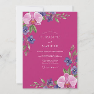 Invitation Mariage au pétale d'orchidée magenta