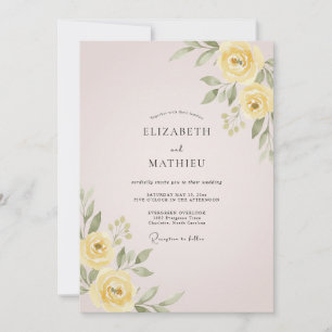 Invitation Mariage au pétale rose pastel de beurre