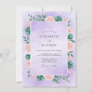 Invitation Mariage au Pétales de Abricot Lilas