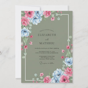 Invitation Mariage au Pétales de Bleuet et Sauge