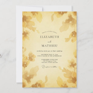 Invitation Mariage au Pétales Dorées Buttercream