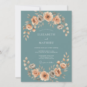 Invitation Mariage au Pétalon d'Abricot Ardoise