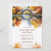 Mariage au pont de la forêt en automne