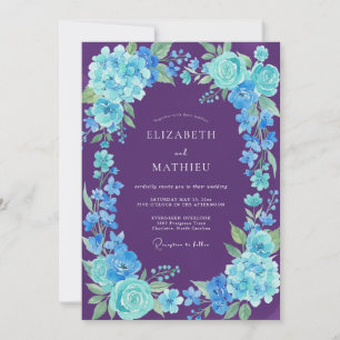 Invitation Mariage au Purple Cyan Hydrangea Eucalyptus