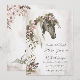 Invitation Mariage au Ranch Floral Horse