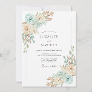 Invitation Mariage au Ranunculus à la Menthe et à l'Eucalyptu