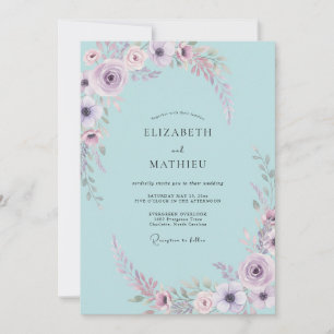 Invitation Mariage au Ranunculus Aqua Lilas et Eucalyptus