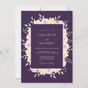 Invitation Mariage au Ranunculus au Pastel et Eucalyptus prun