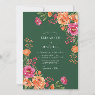 Invitation Mariage au Ranunculus Corail Eucalyptus Chasseur