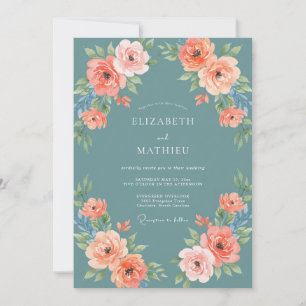 Invitation Mariage au Ranunculus Corail Eucalyptus sur Ardois
