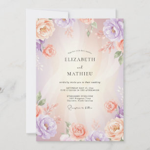 Invitation Mariage au Ranunculus Corail Lavande et Eucalyptus