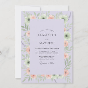 Invitation Mariage au Ranunculus de Pêche Lilas et à l'Eucaly