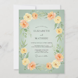 Invitation Mariage au Ranunculus Eucalyptus Abricot Mousse de