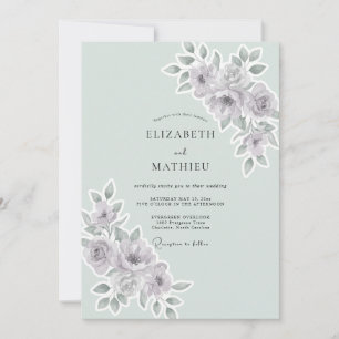 Invitation Mariage au Ranunculus Eucalyptus Ardoise Menthe