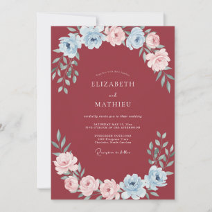 Invitation Mariage au Ranunculus Eucalyptus Azur Bordeaux