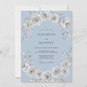 Invitation Mariage au Ranunculus Eucalyptus Bleu givré