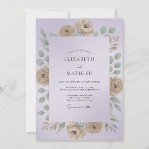 Invitation Mariage au Ranunculus Eucalyptus Champagne Lilas