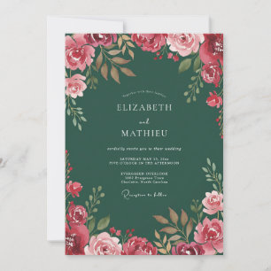 Invitation Mariage au Ranunculus Eucalyptus Chasseur Cramoisi