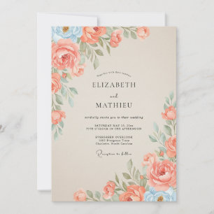 Invitation Mariage au Ranunculus Eucalyptus Ciel Corail