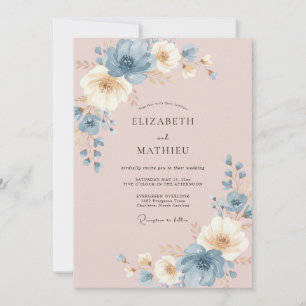 Invitation Mariage au Ranunculus Eucalyptus en Acier Champagn