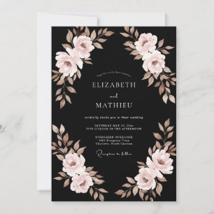 Invitation Mariage au Ranunculus Eucalyptus et Champagne Noir