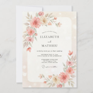 Invitation Mariage au Ranunculus Eucalyptus Ivoire Rosé