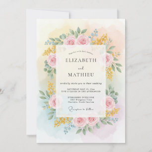 Invitation Mariage au Ranunculus Eucalyptus Jaune Pastel
