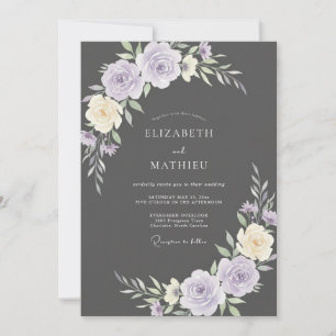 Invitation Mariage au Ranunculus Eucalyptus Lavande au Charbo