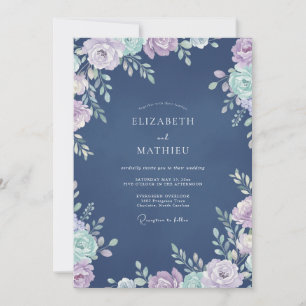 Invitation Mariage au Ranunculus Eucalyptus Lilas Ardoise