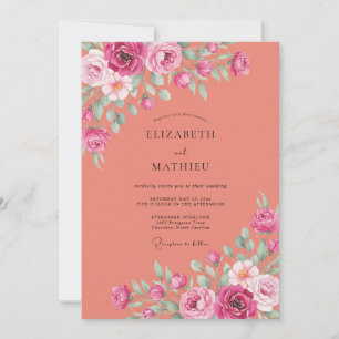 Invitation Mariage au Ranunculus Eucalyptus Magenta Terracott