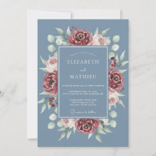Invitation Mariage au Ranunculus Eucalyptus Marron sur Fond A